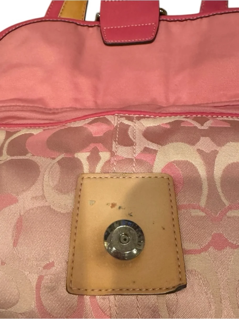 Vintage Coach Pink Soho Signature Optic Monogram Jacquard Buckle Shoulder Bag - Picture 12 of 12